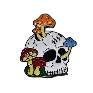 mushroom skull enamel pin